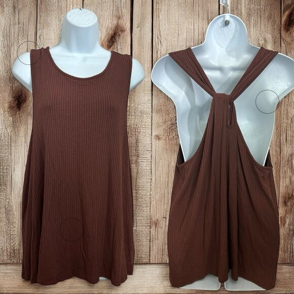 Old Navy Brown Twisted Racerback Tank Top Sz XL Ribbed Loose Fit Casual Tee - Picture 1 of 8